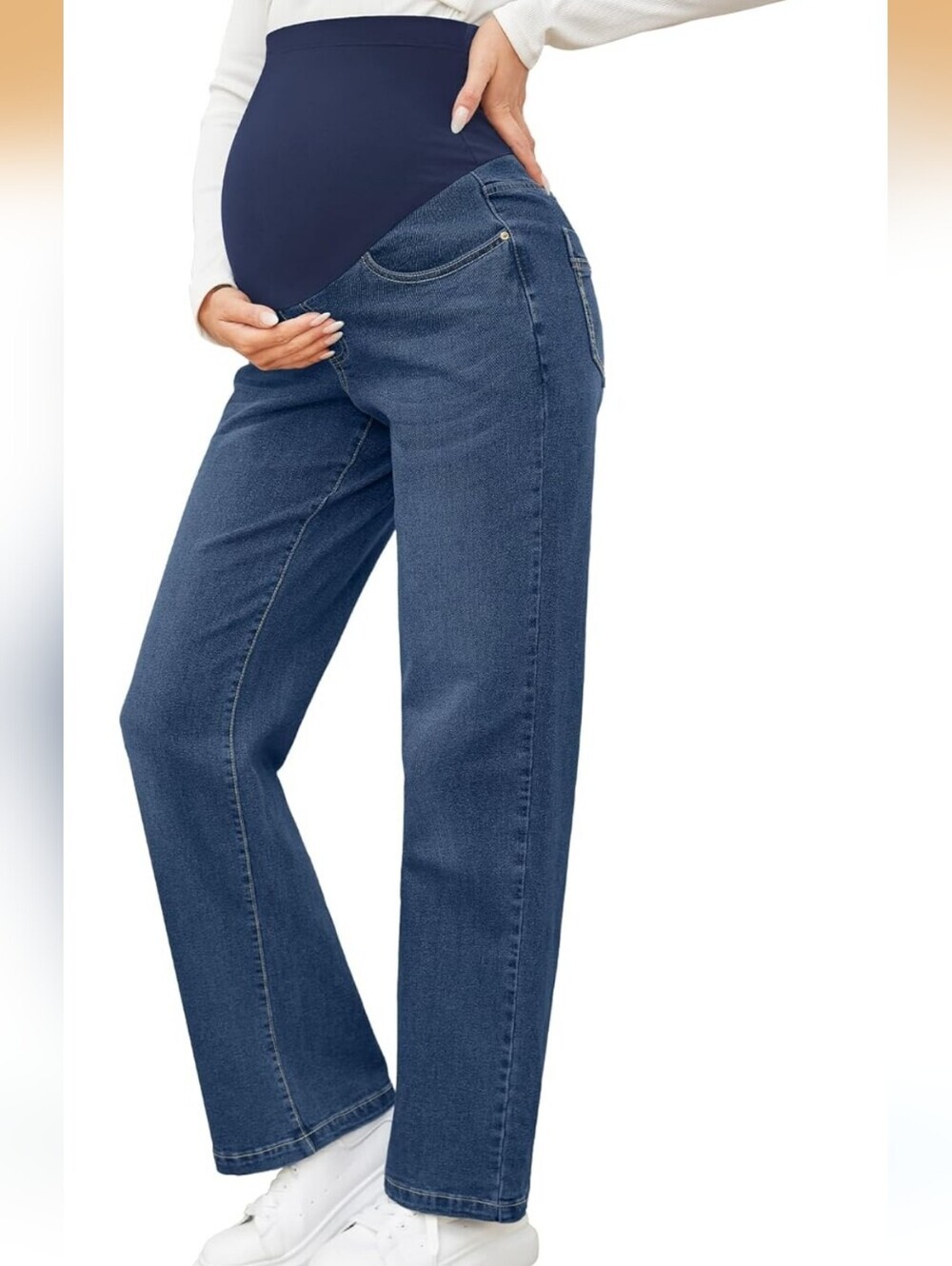 Straight Leg Relaxed Maternity Jeans - Picture 1 of 8
